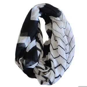 Black and White Chevron Infinity Wrap Scarf Neutral Monochrome One Size